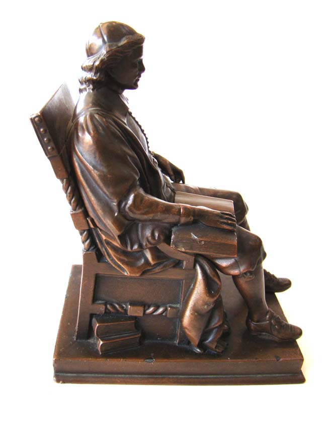 A Fine and RARE pair of Antique JOHN HARVARD Bookends by Jennings Brothers circa 1900-1915